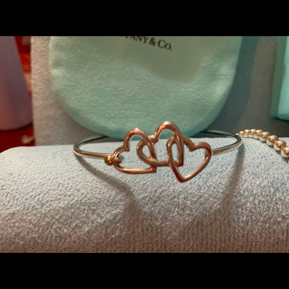 Authentic Tiffany triple heart bangle bracelet
